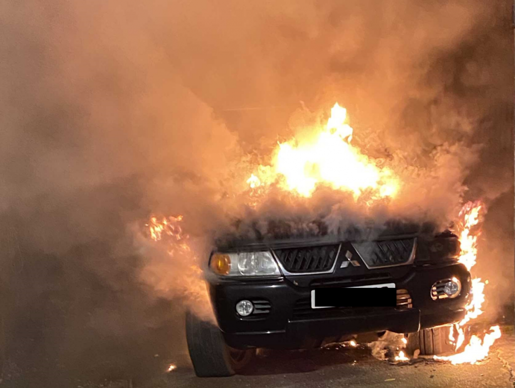 Photo of a car on fire