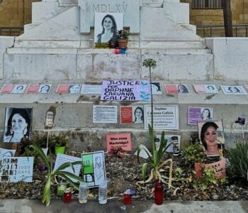 Photo of memorial to Daphne Caruana Galizia in Valletta