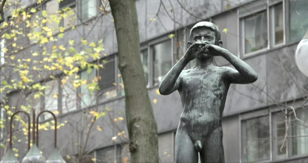 The statue outside the headquarters of Slovenian public broadcaster Radiotelevizija Slovenija (RTV) in the capital Ljubljana