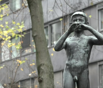 The statue outside the headquarters of Slovenian public broadcaster Radiotelevizija Slovenija (RTV) in the capital Ljubljana