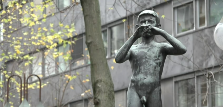 The statue outside the headquarters of Slovenian public broadcaster Radiotelevizija Slovenija (RTV) in the capital Ljubljana