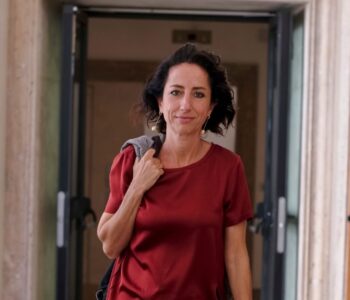 Italian journalist Lucia Goracci poses for portraits at the end of a press conference for the Disarmament Archives - Golden Doves for Peace 2017 award, at the Foreign Press Association in Rome