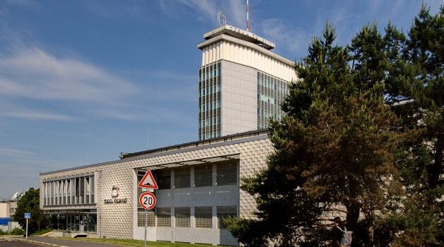 The main building of the Czech Television (Ceska televize; CT), a public television broadcaster