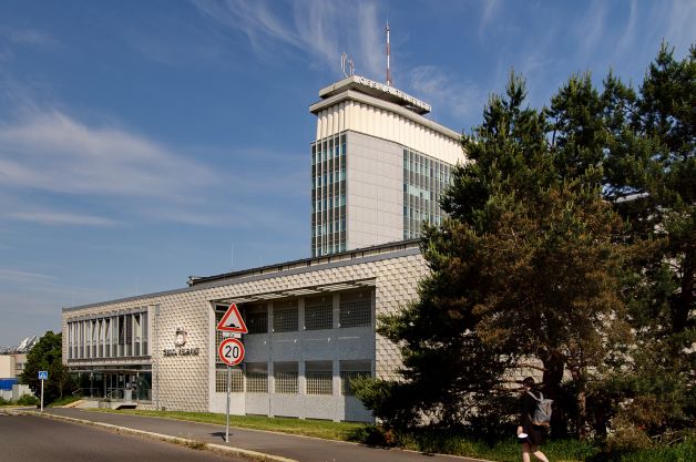 The main building of the Czech Television (Ceska televize; CT), a public television broadcaster