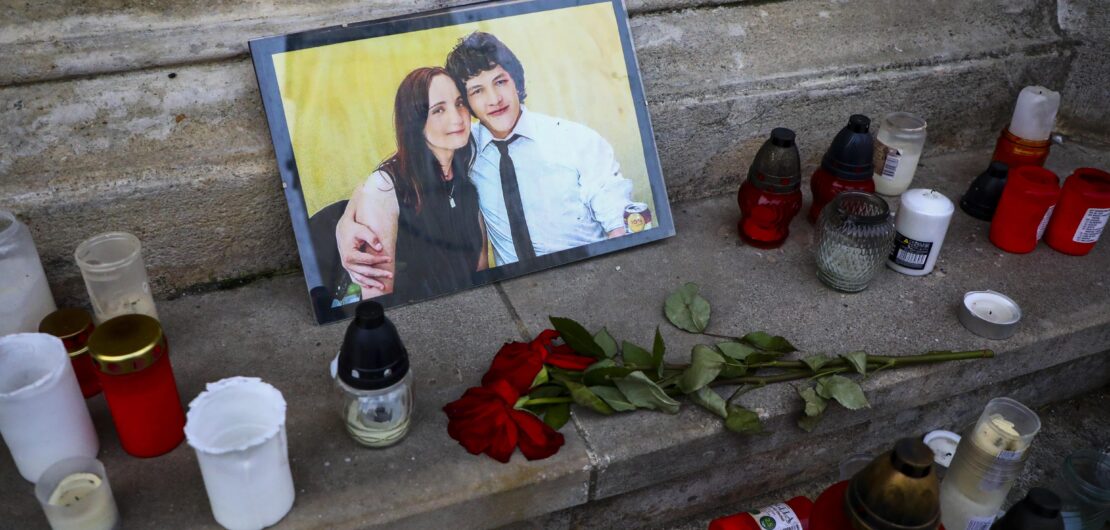 Memorial photo and candles for Jan Kuciak and Martina Kusnirova are seen in Trnava, Slovakia, on 29th February, 2020. Kuciak, a Slovak investigative journalist, along with his girlfriend, was found shot dead on 25 February 2018 in their home in Slovakia