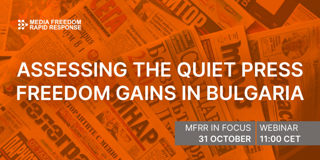 In this webinar on press freedom in Bulgaria organised by the MFRR, we’ll hear from a leading newspaper editor, a media expert and press freedom advocate, and one of the country’s top media lawyers about the major developments in the country in the last year.