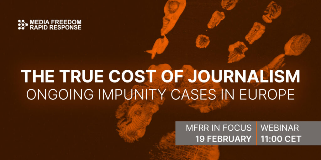 During the latest MFRR webinar, marking the sixth anniversary of the murder of Ján Kuciak and Martina Kušnírová, panellists will discuss ongoing impunity cases for crimes against journalists in Europe with a spotlight on Slovakia, Turkey, and Serbia.