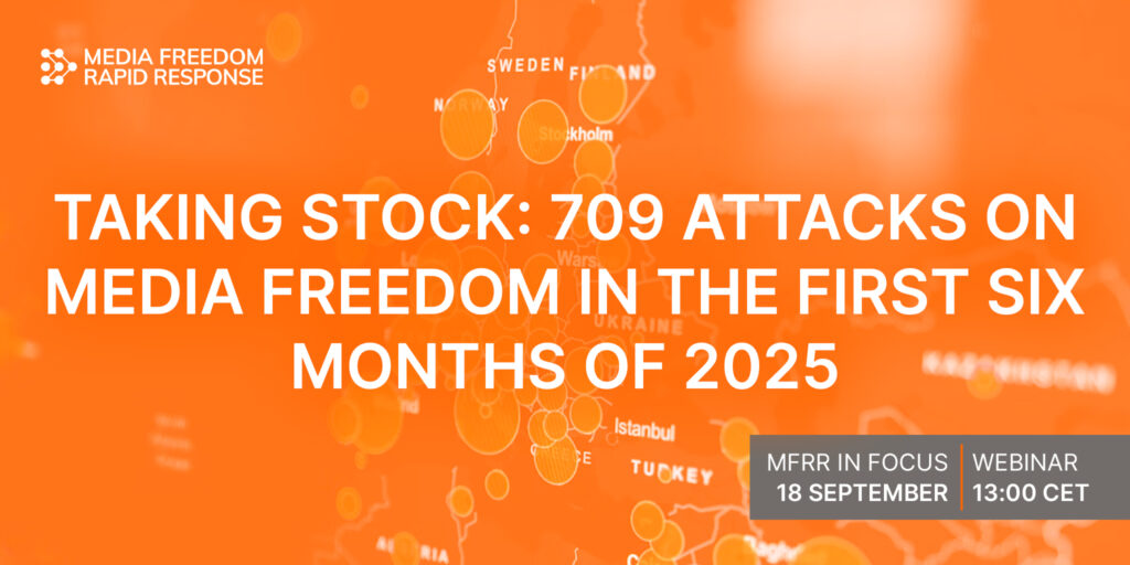Join the MFRR webinar on 18 Sept to explore 709 press freedom violations across Europe in 2025, with insights from experts and country case studies.