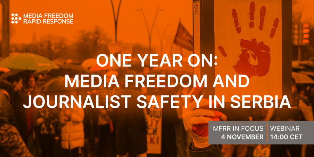 Join our webinar on 4 November marking one year since Serbia’s Novi Sad tragedy and nationwide protests. Journalists and experts will examine the government’s crackdown on the press, rising attacks on reporters, and the culture of impunity undermining Serbia’s media freedom.